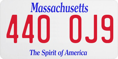 MA license plate 440OJ9