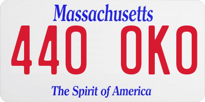 MA license plate 440OK0