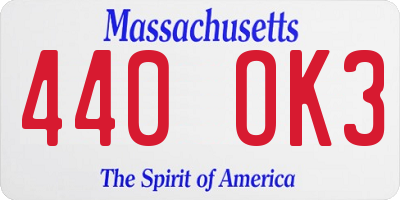 MA license plate 440OK3