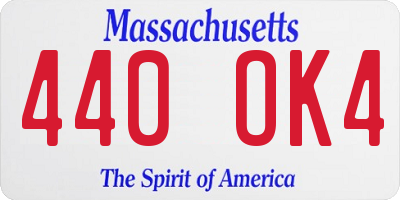MA license plate 440OK4
