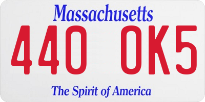 MA license plate 440OK5