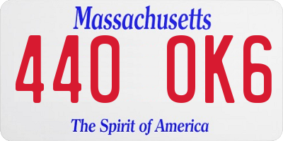 MA license plate 440OK6