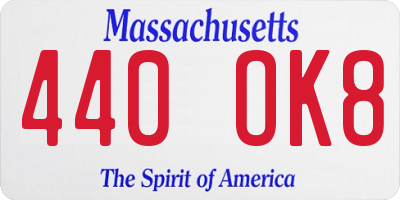 MA license plate 440OK8