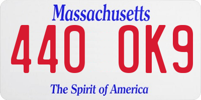 MA license plate 440OK9