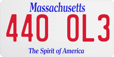 MA license plate 440OL3