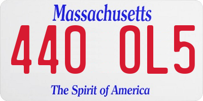 MA license plate 440OL5