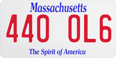 MA license plate 440OL6