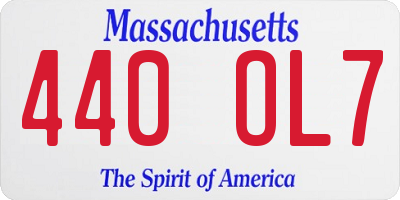 MA license plate 440OL7