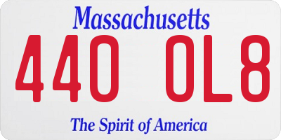 MA license plate 440OL8