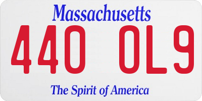 MA license plate 440OL9