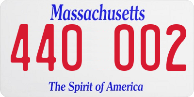 MA license plate 440OO2