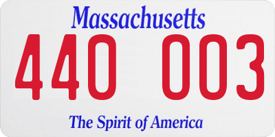 MA license plate 440OO3