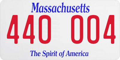 MA license plate 440OO4