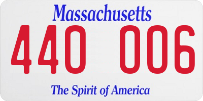 MA license plate 440OO6