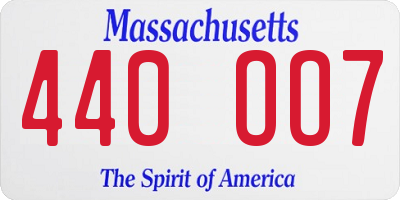 MA license plate 440OO7