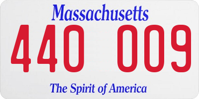 MA license plate 440OO9