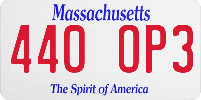 MA license plate 440OP3