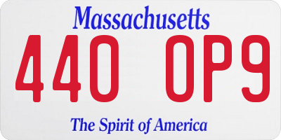 MA license plate 440OP9