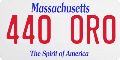 MA license plate 440OR0