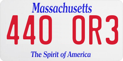 MA license plate 440OR3