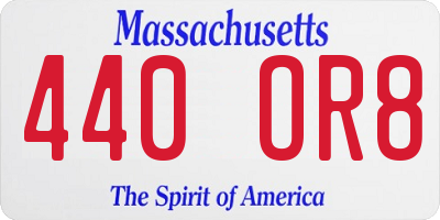 MA license plate 440OR8