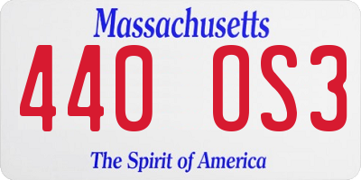 MA license plate 440OS3