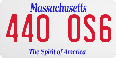 MA license plate 440OS6