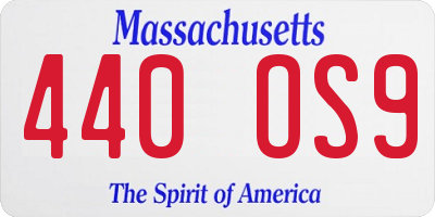 MA license plate 440OS9