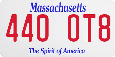 MA license plate 440OT8