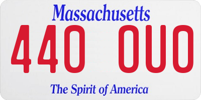 MA license plate 440OU0