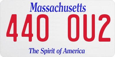 MA license plate 440OU2