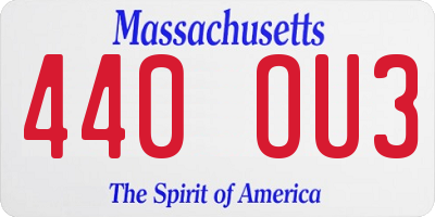 MA license plate 440OU3