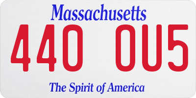 MA license plate 440OU5
