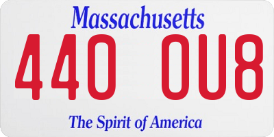 MA license plate 440OU8