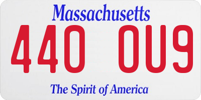 MA license plate 440OU9