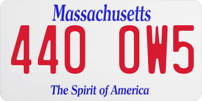 MA license plate 440OW5
