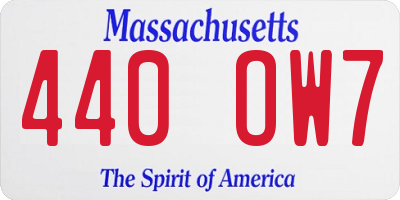 MA license plate 440OW7