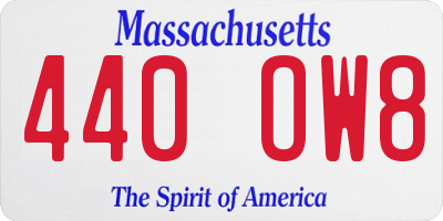 MA license plate 440OW8