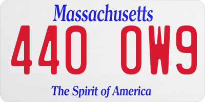 MA license plate 440OW9