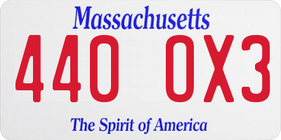 MA license plate 440OX3