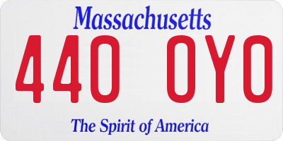 MA license plate 440OY0