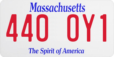 MA license plate 440OY1