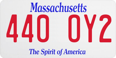 MA license plate 440OY2