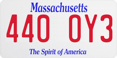 MA license plate 440OY3