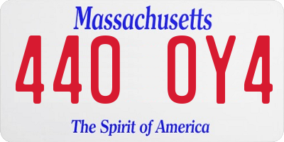 MA license plate 440OY4