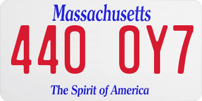 MA license plate 440OY7