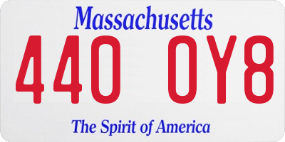 MA license plate 440OY8