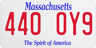 MA license plate 440OY9