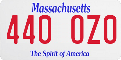 MA license plate 440OZ0