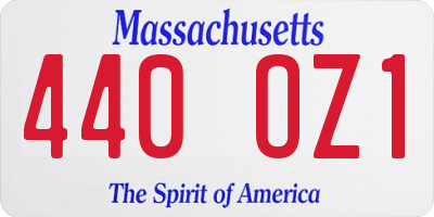MA license plate 440OZ1